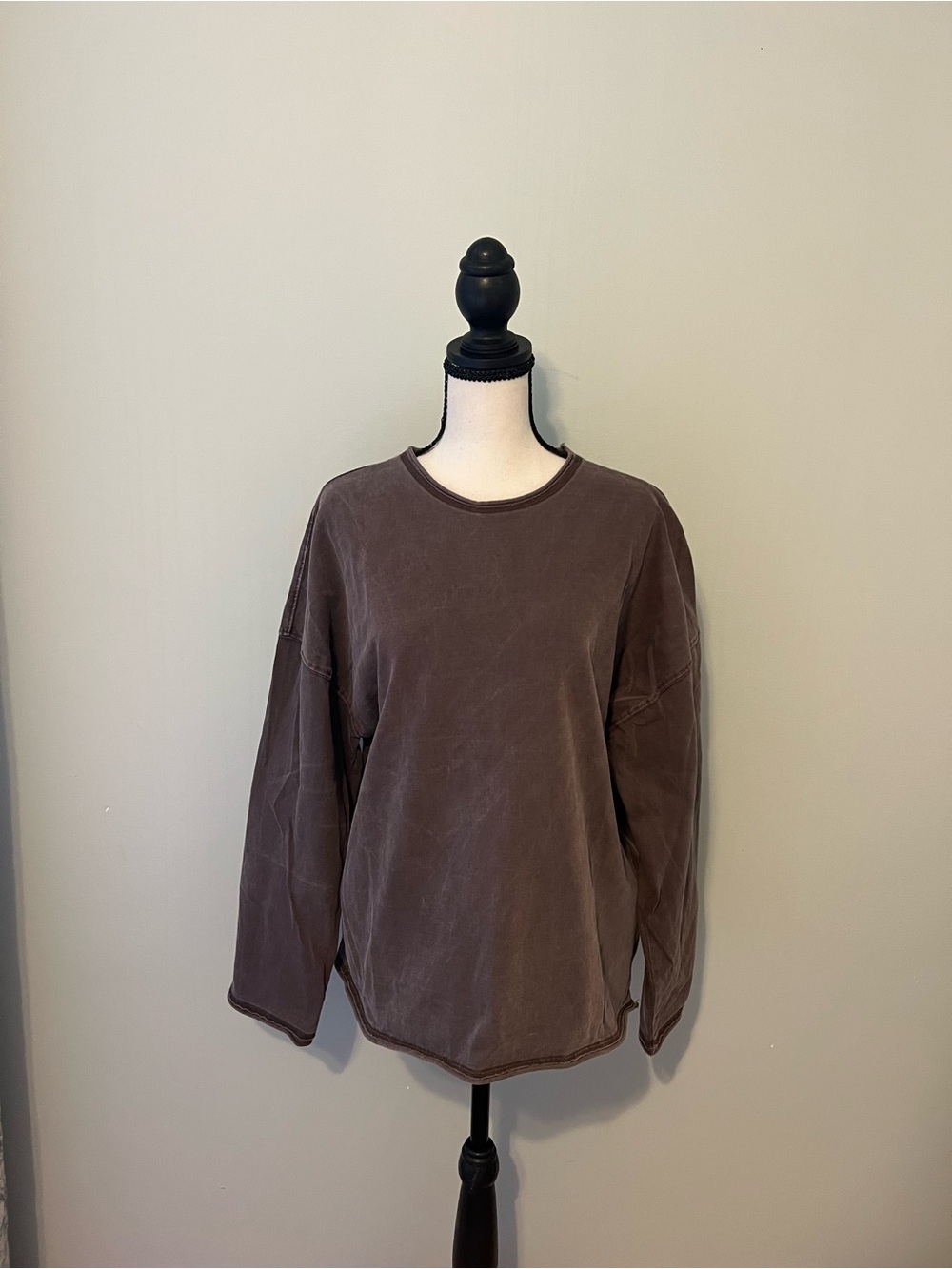 ZARA 100% Cotton  Brown Crewneck Long sleeve Oversized Shirt  S